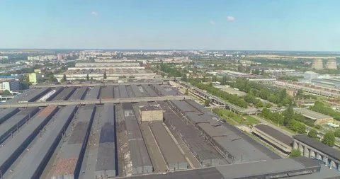 Factory that makes rubber products and rubber for auto Drone 4K Stock Footage 96574153