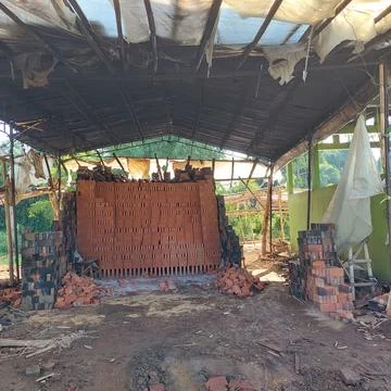 Factory for making bricks by burning Stock Photos
