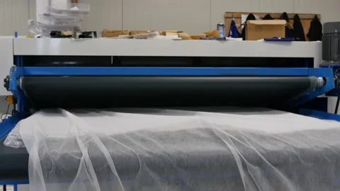 Factory for making mattresses with mattress dressing machine in cover Stock Footage 166316387