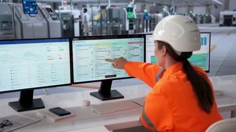 Factory Manager Carefully Monitors Production Scheduling Stock Footage 333842505