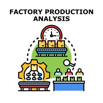 Factory manufacturing process analysis and optimization Stock Illustration