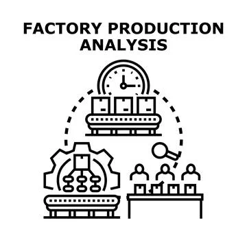 Factory manufacturing process analysis and optimization Stock Illustration