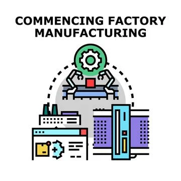 Factory manufacturing process automation and industrial production Stock Illustration