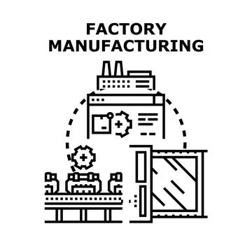 Factory manufacturing process automation digital management Stock Illustration
