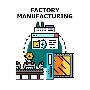 Factory manufacturing process automation digital management Stock Illustration