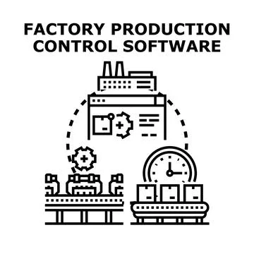 Factory manufacturing process automation software controlling production Stock Illustration