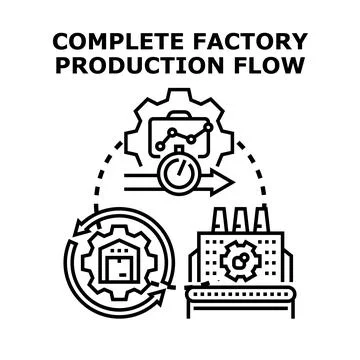 Factory manufacturing process cycle producing efficient workflow Stock Illustration