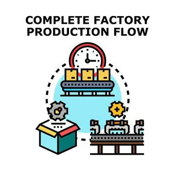 Factory manufacturing process developing new products Stock Illustration