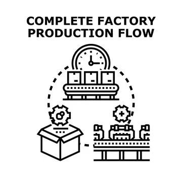 Factory manufacturing process developing new products Stock Illustration