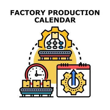 Factory manufacturing process planning and calendar Illustrazione stock
