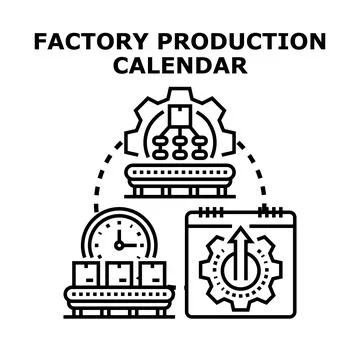 Factory manufacturing process planning and calendar 스톡 일러스트