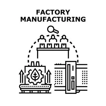 Factory manufacturing process producing sustainable products Stock Illustration