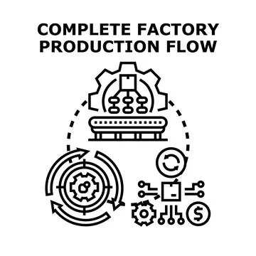 Factory manufacturing production flow process cycle Stock Illustration