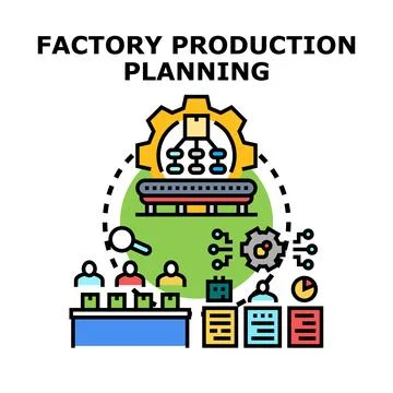 Factory manufacturing production planning process concept Stock Illustration