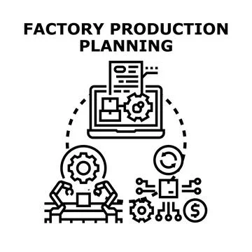Factory manufacturing production planning workflow automation concept Stock Illustration