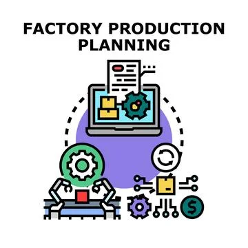 Factory manufacturing production planning workflow automation concept Stock Illustration