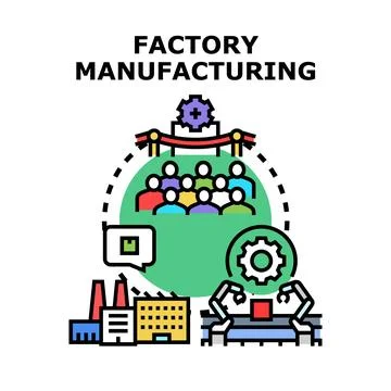 Factory manufacturing production process and industry development Stock Illustration