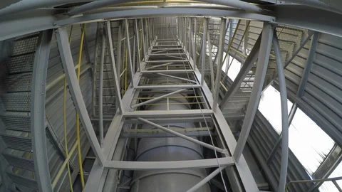 Factory metal construction. Inside the tower at the cement plant. Inside tower. Stock Footage 122218412