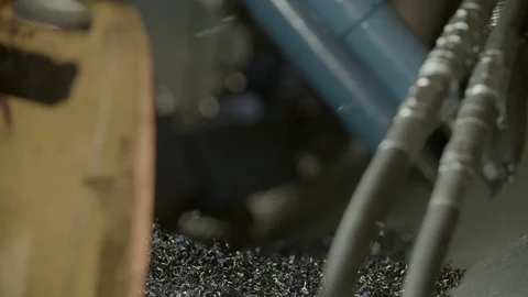 Factory metal lathe in action Stock Footage 69772230