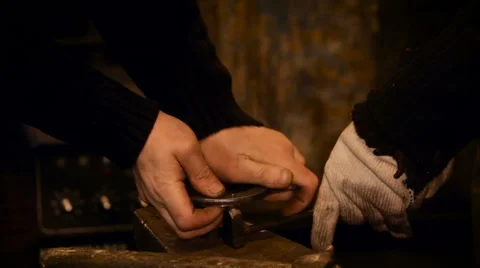 Factory. Metalworker Assembling Components Together. Assistant in Glove Video stock 68617828