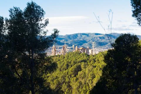 Factory in the middle of the mountain Stock Photos