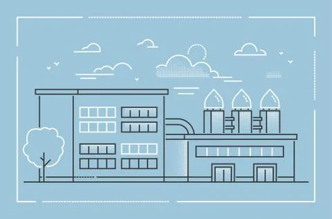 Factory - modern line design style vector illustration Stock Illustration