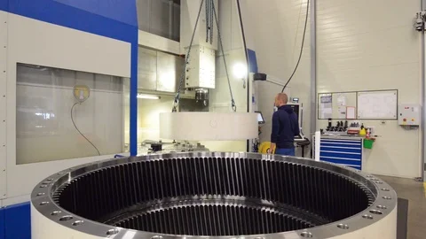 Factory of modern mechanical engineering - production of gearboxes for wind t Stock-Footage 90608828