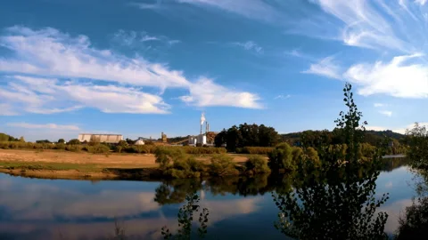 Factory next to a beautiful river Stock Footage 162977439