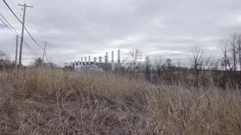 Factory next to farm Stock Footage 71935375