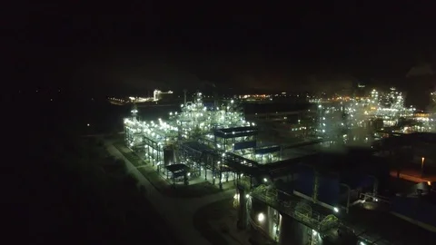 Factory at night, aerial view Stock Footage 86867054