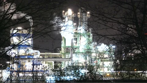 Factory at night - bright light Stock Footage 151111685