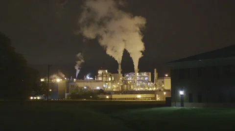 Factory at Night Stock Footage 38110504