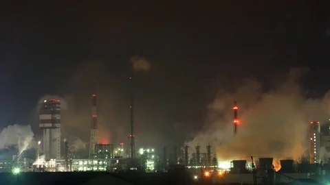 Factory at night Stock Footage 72684430