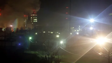 Factory at night Video stock 72685015