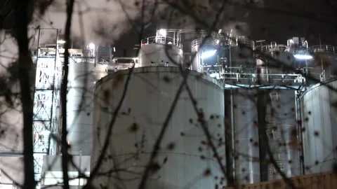 Factory at night Stock Footage 152847984