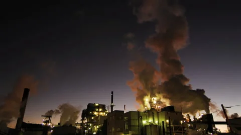 Factory at Night Time Lapse Pollution Waste Stock Footage 51200223