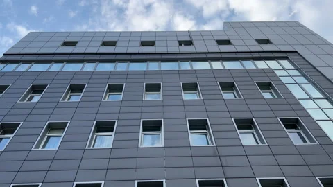 Factory office building, restored and covered with metal building cladding. Stock Footage 203293757