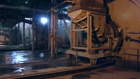 The factory operates a huge stone crushing machine. Mining and processing plant. Video stock 122214043