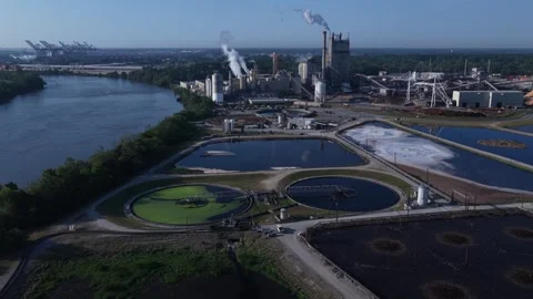 Factory Operations Along the Savannah Georgia Waterfront Stock Footage 334861083