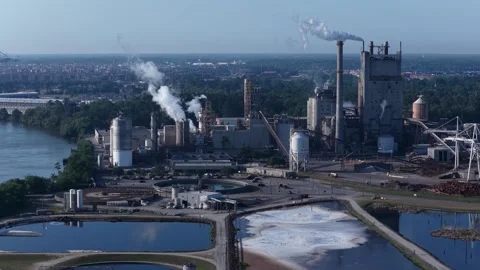 Factory Operations Along the Savannah Georgia Waterfront Stock Footage 334861094