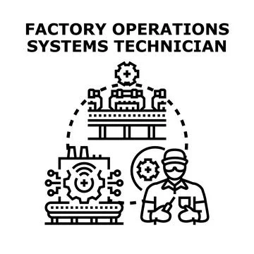 Factory operations systems technician working with automation Stock Illustration