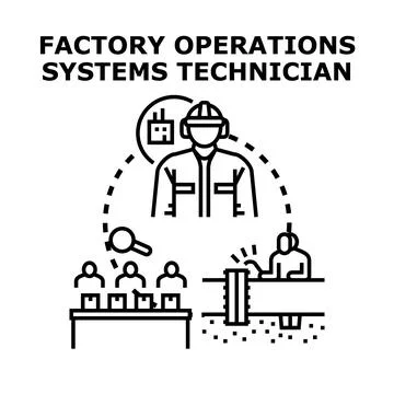 Factory operations systems technician working process 스톡 일러스트