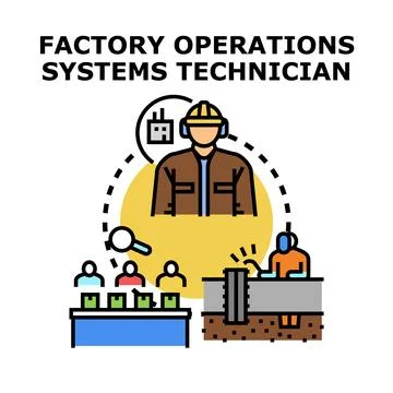 Factory operations systems technician working process Stock Illustration