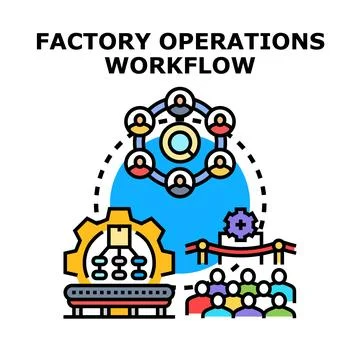 Factory operations workflow management production process concept Stockillustratie