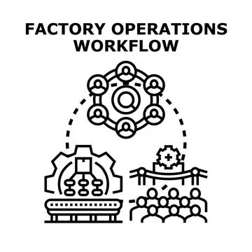 Factory operations workflow management production process concept Stock Illustration