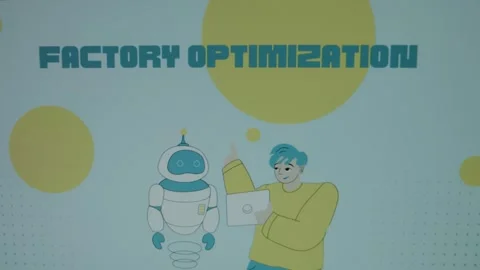 Factory Optimization inscription on blue background with big yellow dots Stock Footage 270729718