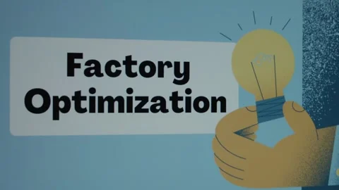 Factory Optimization inscription in frame on blue background. Graphic Video stock 270718093