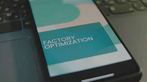 Factory Optimization inscription on smartphone screen. Graphic presentation with Video stock 270945645