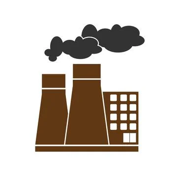 Factory Or Power Plant Flat Design Of Vector Illustration. CO2 emissions pr.. Stock Illustration