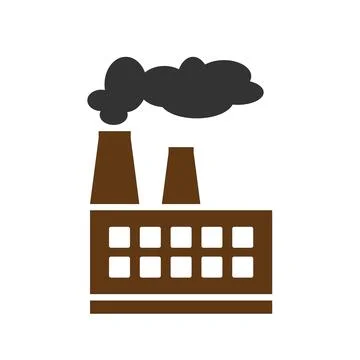Factory Or Power Plant Flat Design Of Vector Illustration. Manufactory Indu.. Stock Illustration